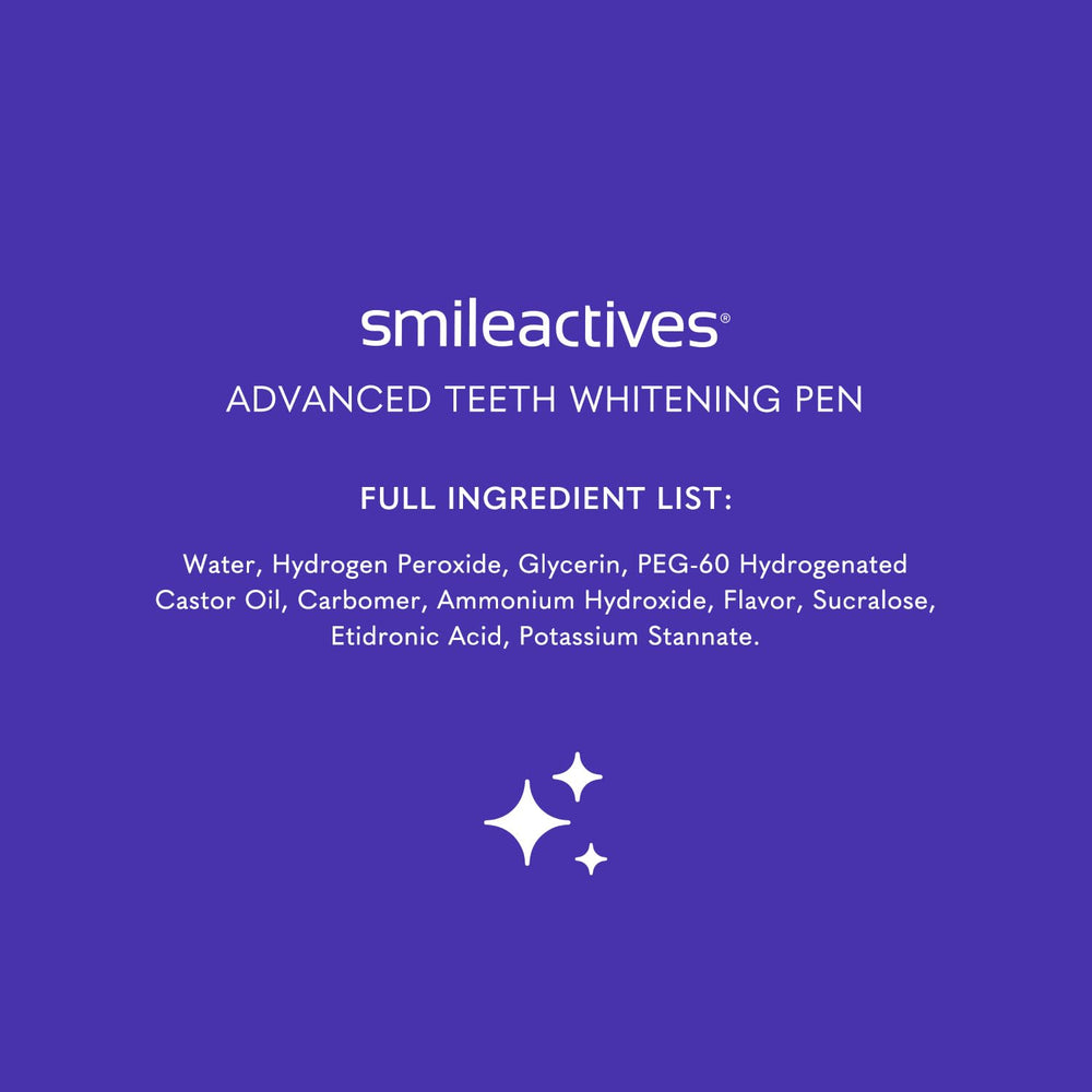 Before and after results from Smileactives whitening pen