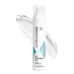 Front view of Smileactives 2 oz whitening gel bottle