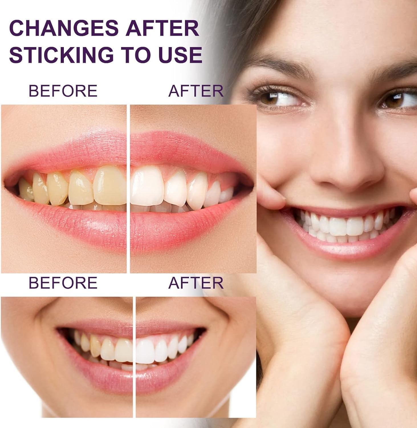 Adult smiling after using whitening toothpaste