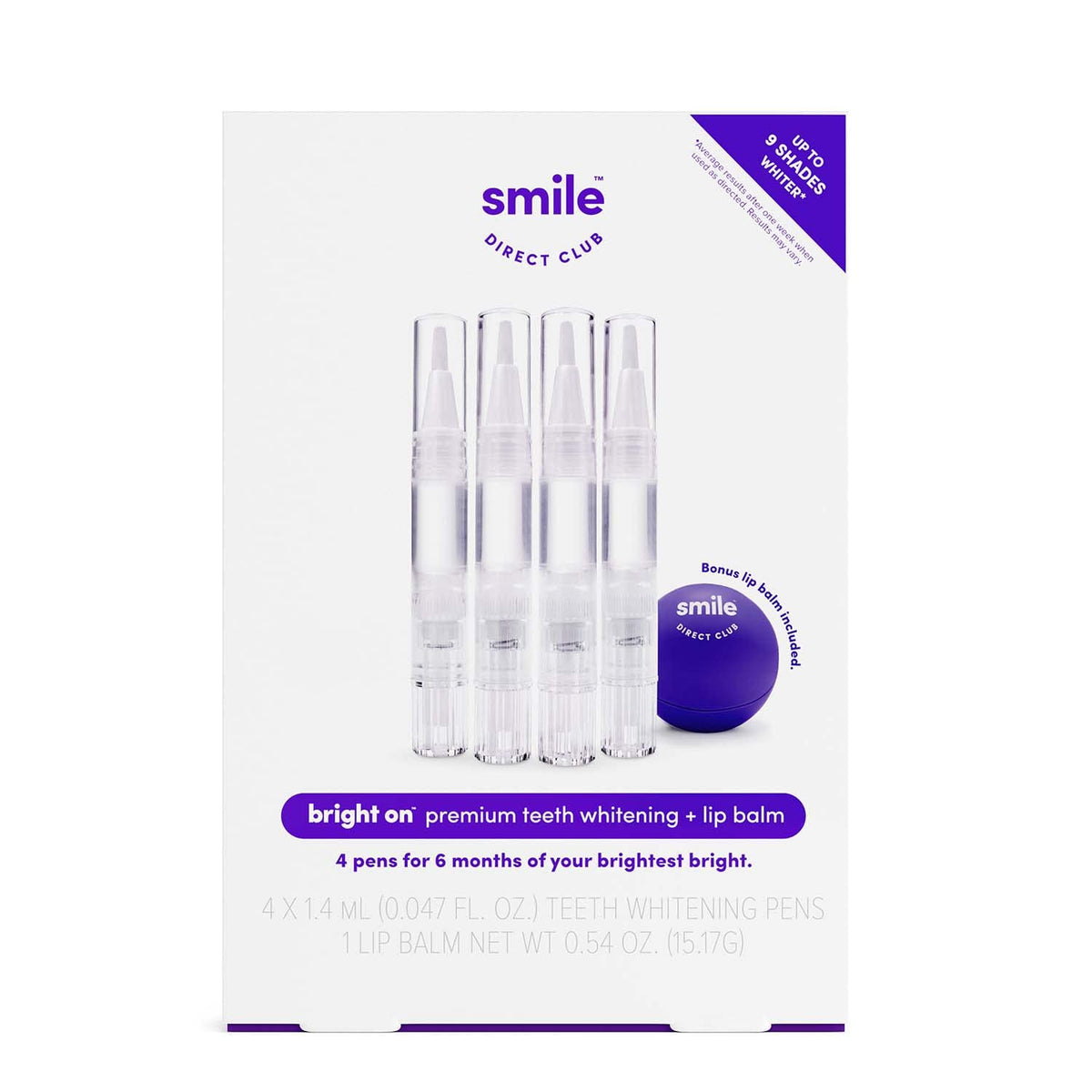 SmileDirectClub Teeth Whitening Kit with Lip Balm 4-Pack front view