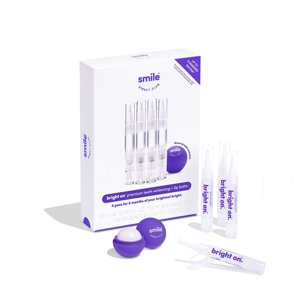 Four whitening gel pens arranged in the kit