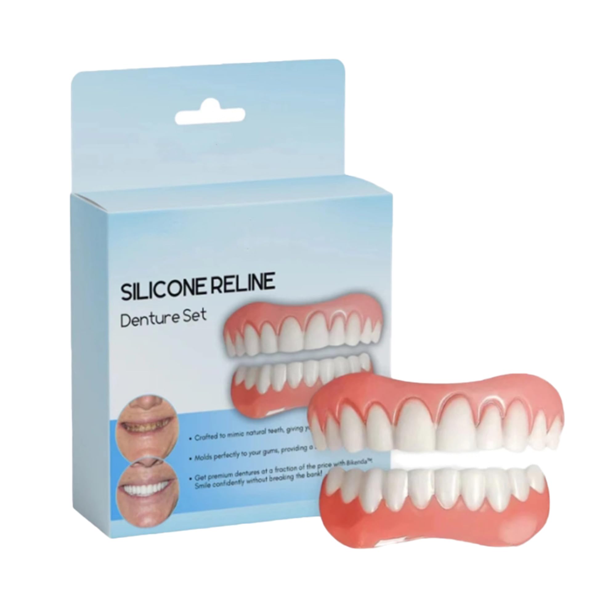 Smileheven silicone veneers upper and lower set positioned for photorealistic smile