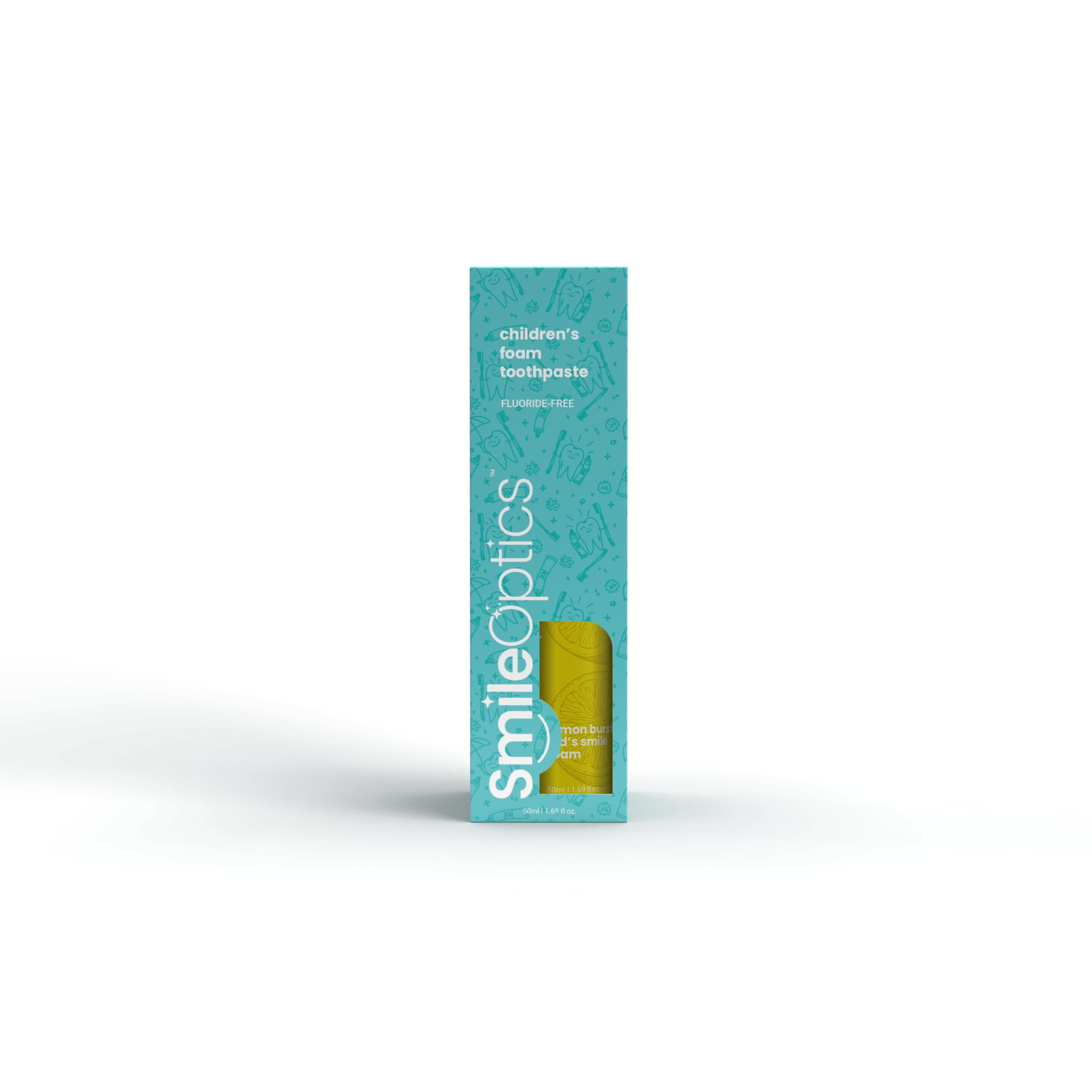 Happy child brushing teeth with Lemon Burst foam toothpaste