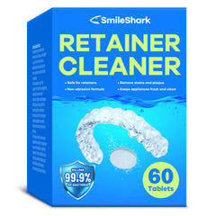 SmileShark Retainer Cleaner Tablets packaging and 60 tablets