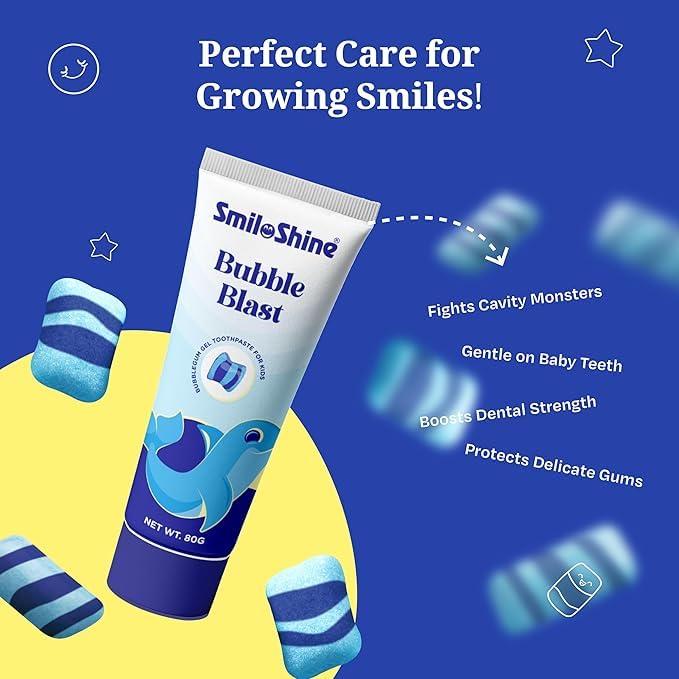 SmiloShine Unicorn Gel Toothpaste for Kids Strawberry flavor – back packaging