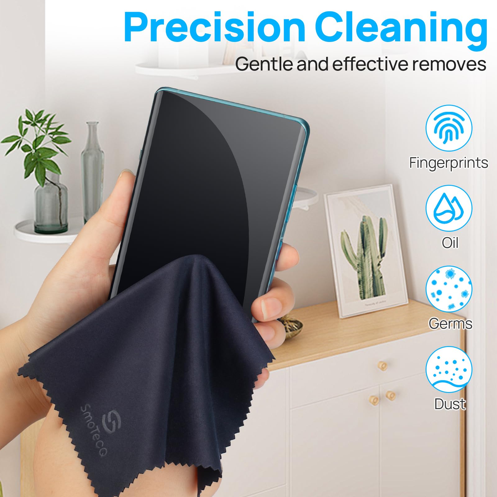 Streak-free cleaning action on glasses and screens