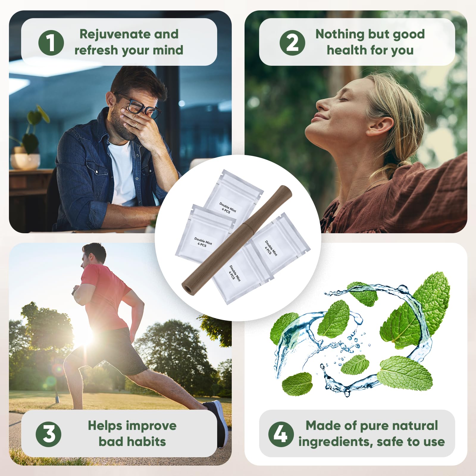 Four replaceable inner cores for smokeless inhaler