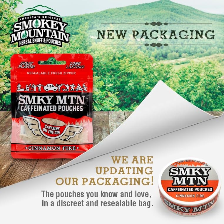 Close-up of Cinnamon Fire pouch label