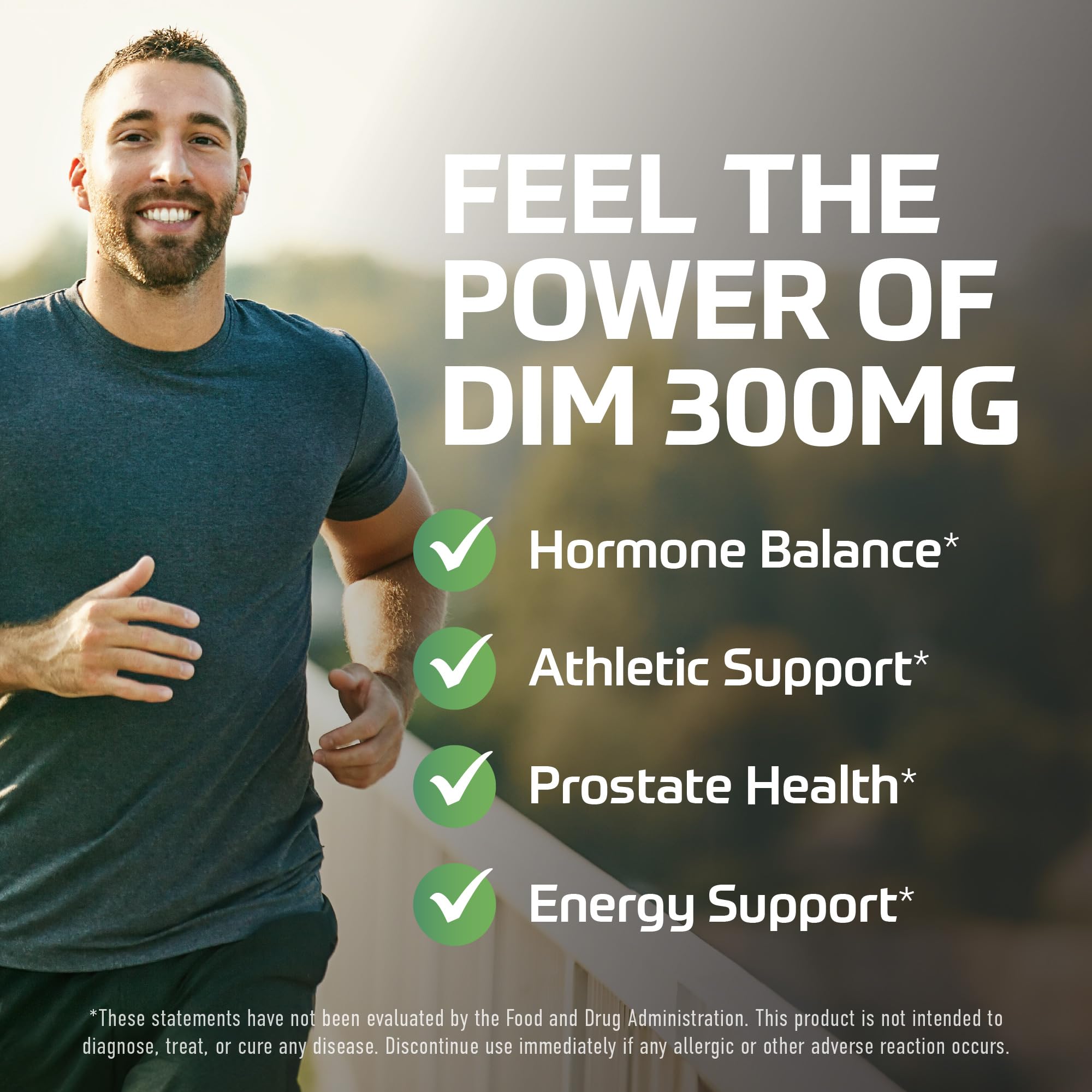 Close-up of Smoky Mountain Naturals DIM capsules highlighting easy, once-daily dosing