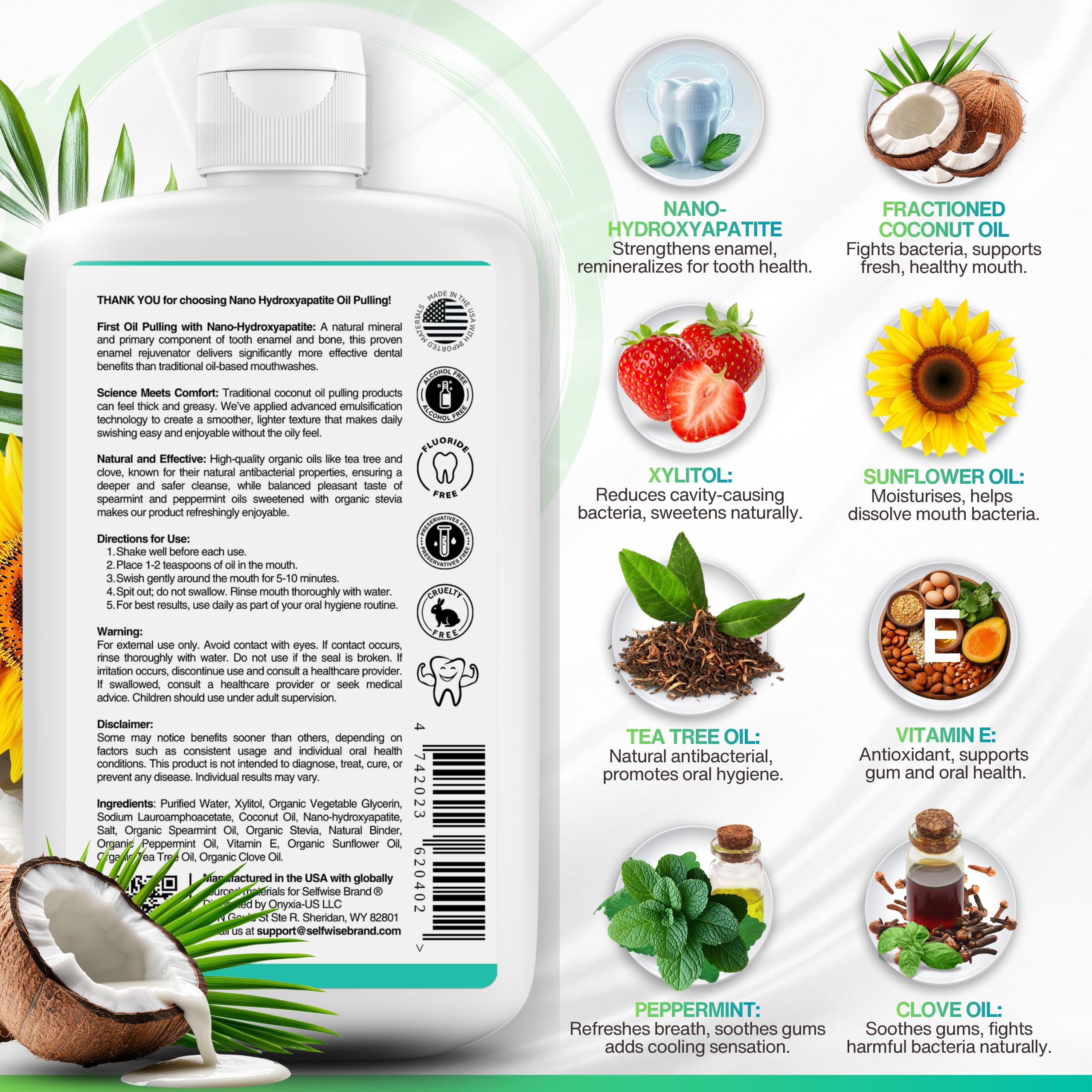 Emulsified, smooth, non-greasy mouthwash texture