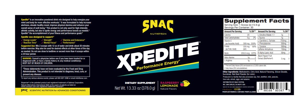 SNAC XPEDITE scoop beside the tub for quick pre-workout mixing