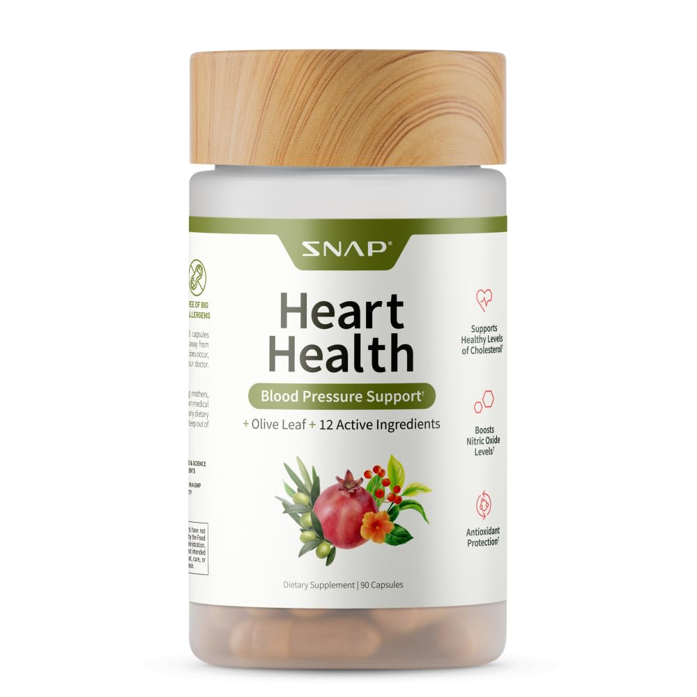 Snap Supplements Heart Health bottle and label showing 90 capsules
