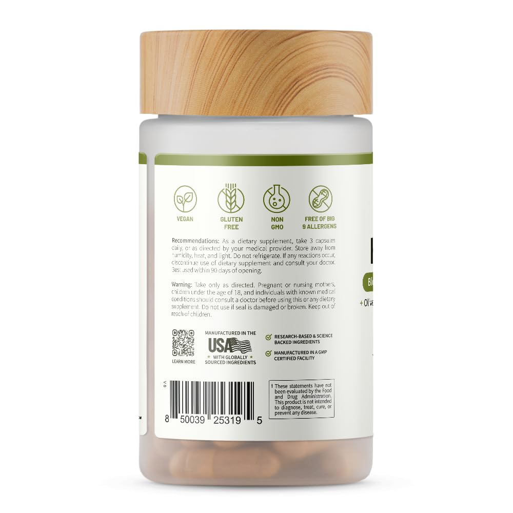 Bottle showing 90 capsules and 30 servings per bottle