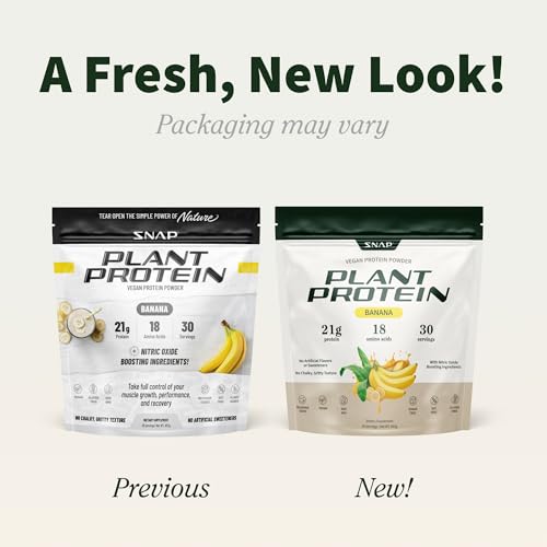 Snap Supplements banana protein powder scoop shows easy serving for muscle support