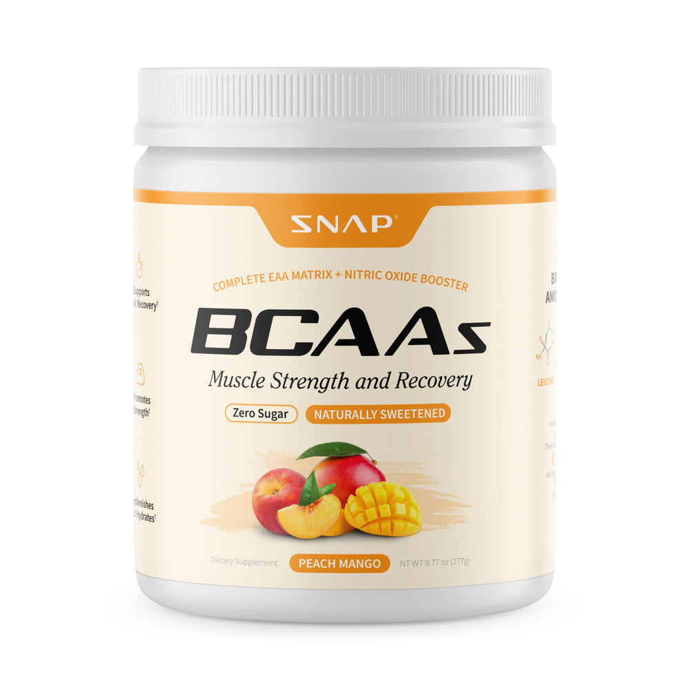 Bottle of Snap Supplements Plant-Based BCAA Powder