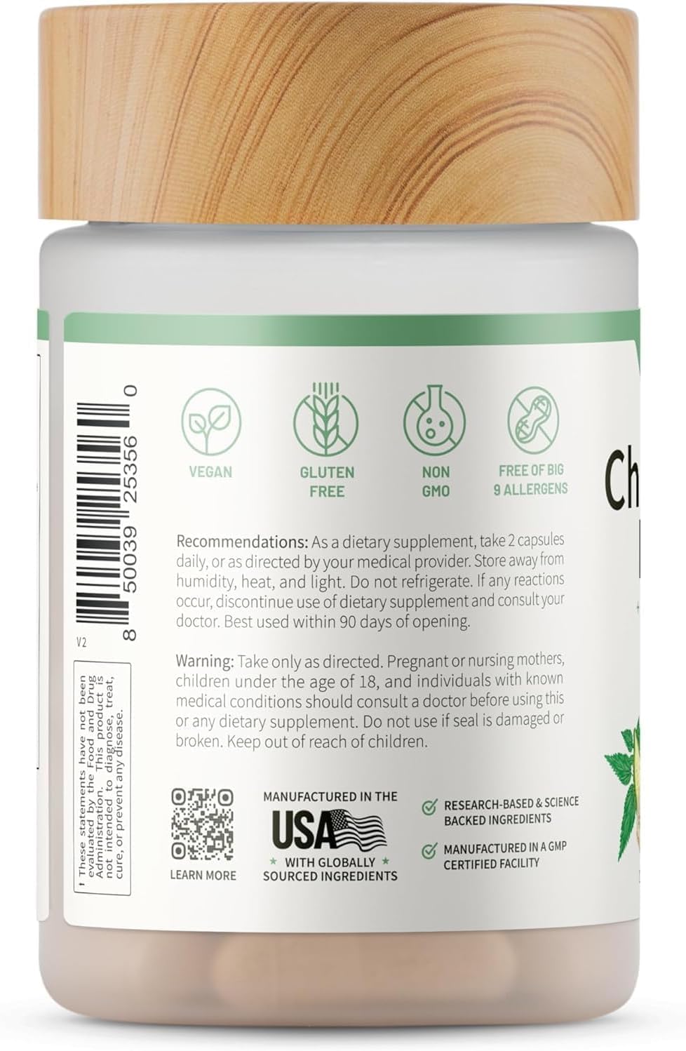 Made in USA GMP-certified facility badge on label