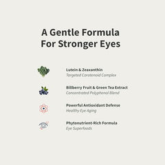 Graphic of lutein, zeaxanthin, bilberry, and lycopene symbols