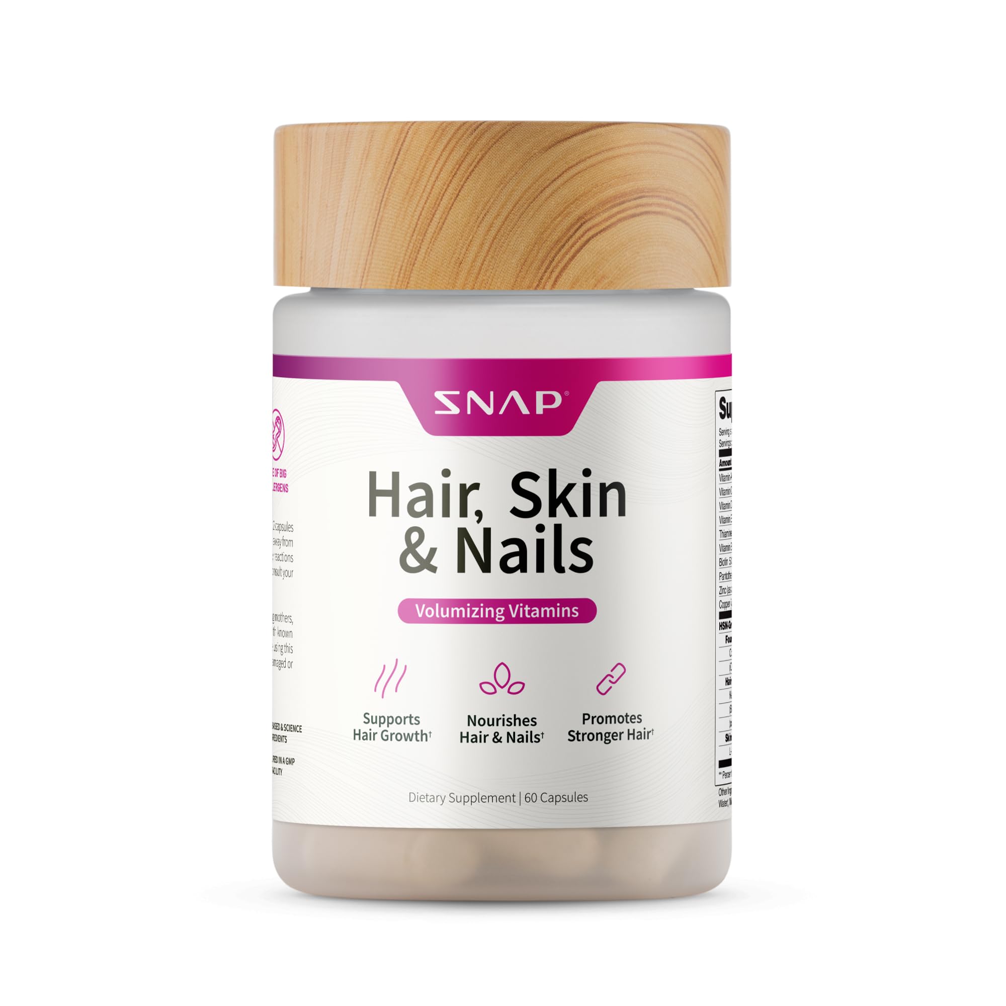 Bottle of Snap Supplements Hair, Skin & Nails vitamins