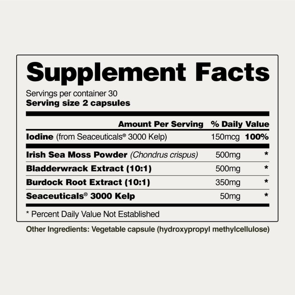 Graphic highlighting natural iodine from marine algae in the formula