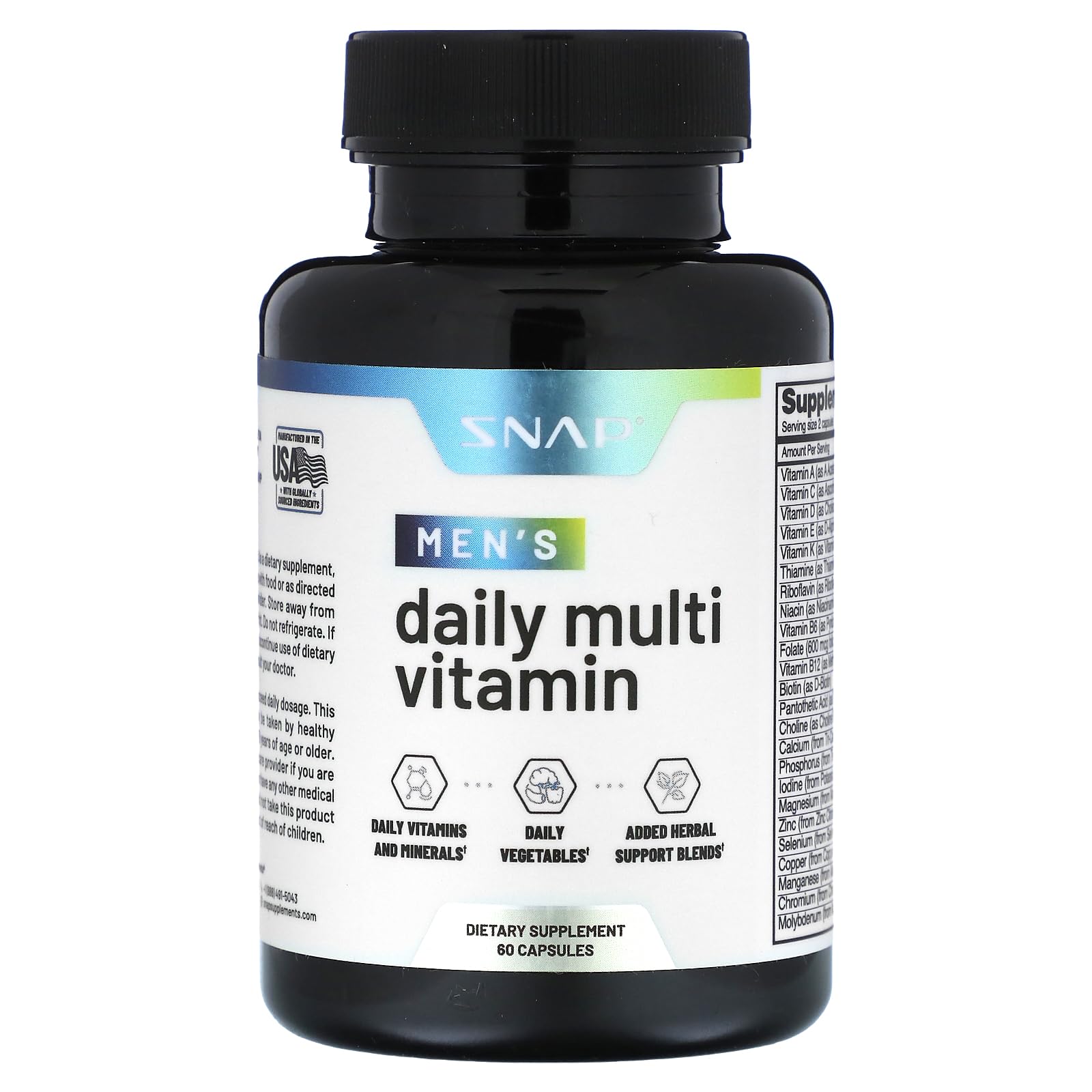 Snap Supplements Men's Multivitamin bottle label