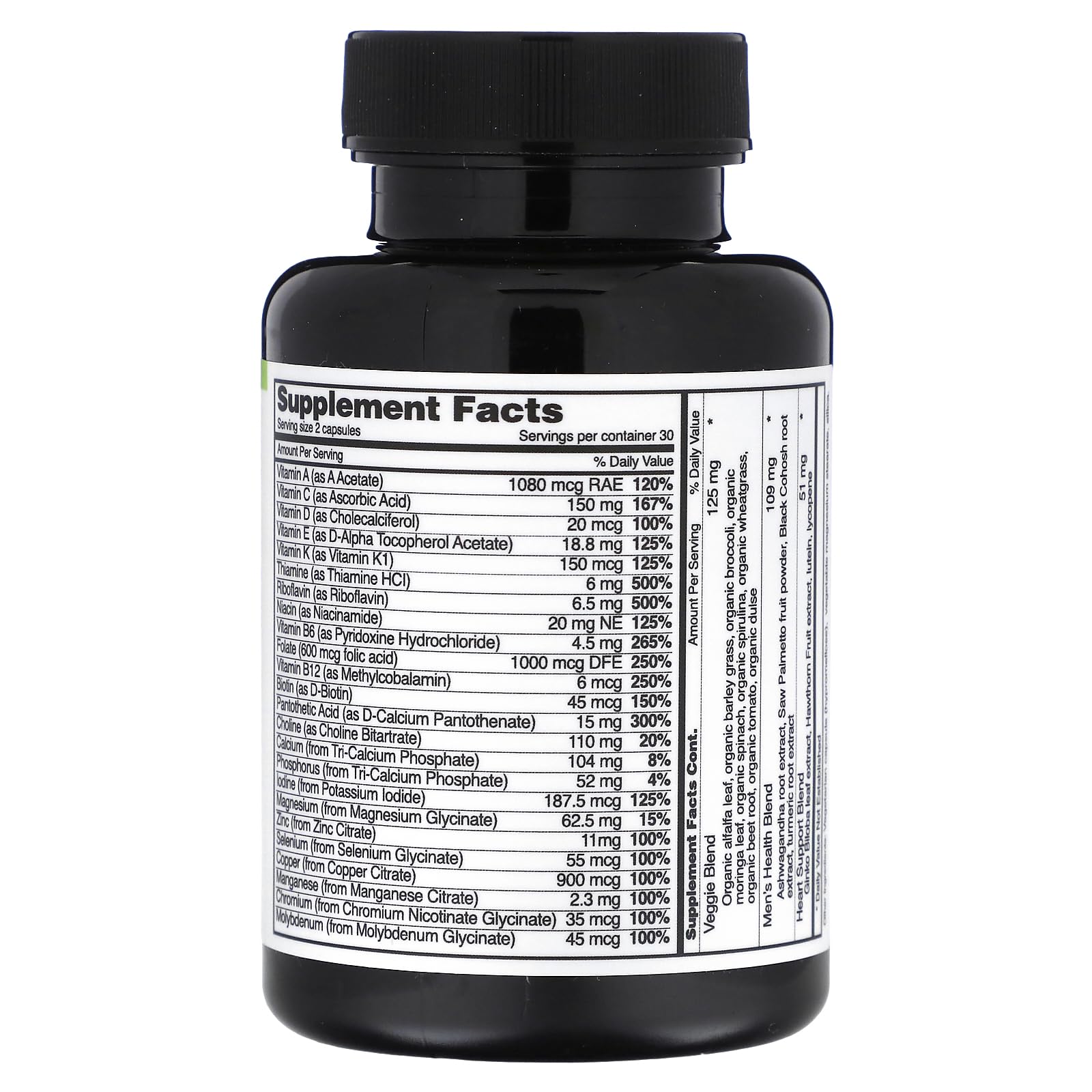 Close-up of the label highlighting Vitamin D, B12, Zinc and Vitamin C