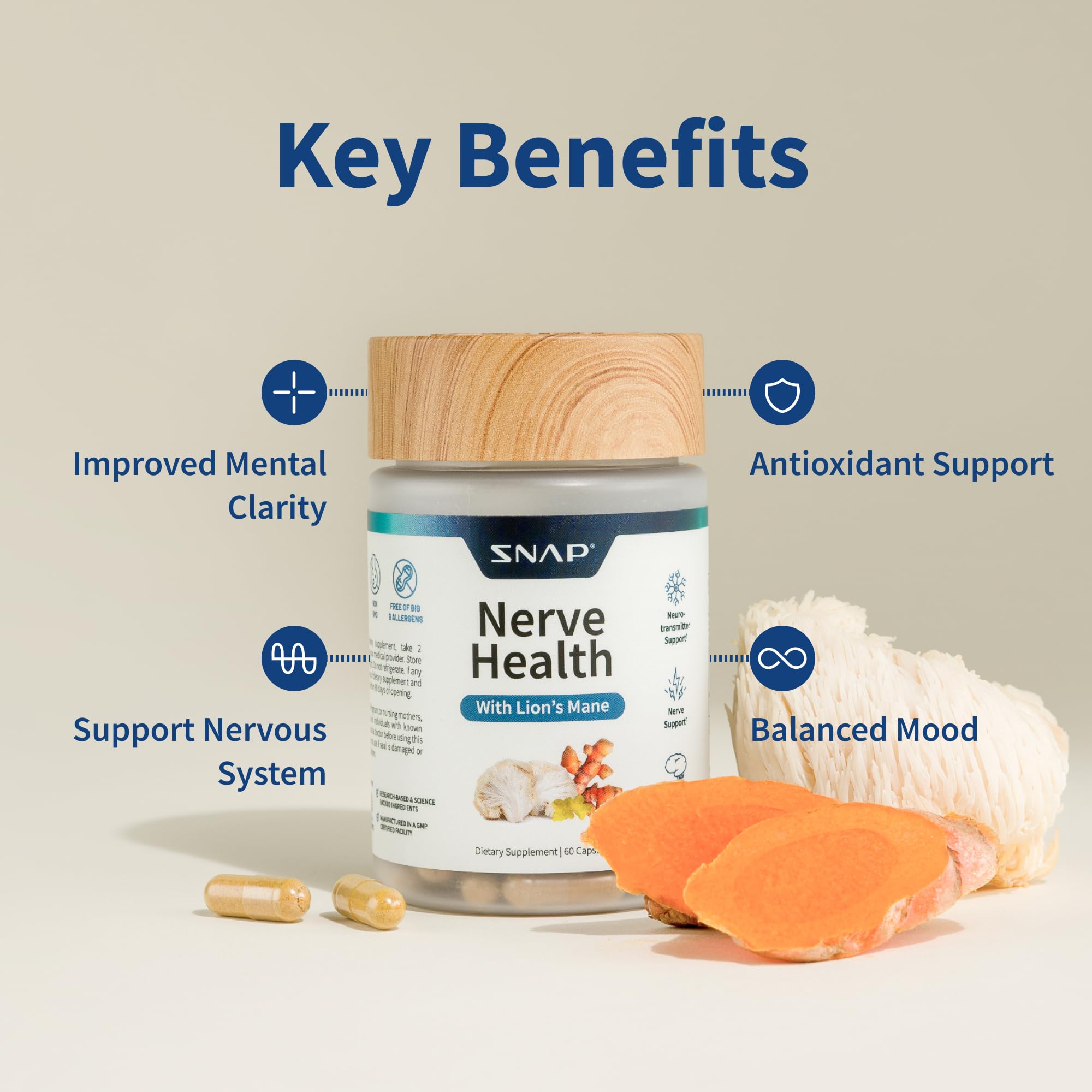 Herbal brain support with adaptogenic mushrooms and botanicals