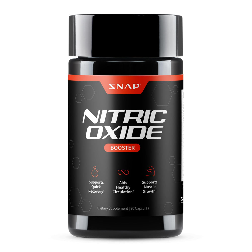 Bottle of Snap Supplements Nitric Oxide on white background