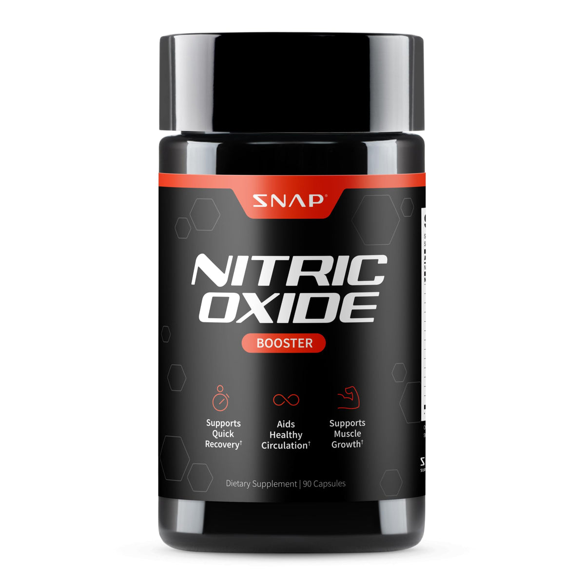 Bottle of Snap Supplements Nitric Oxide on white background