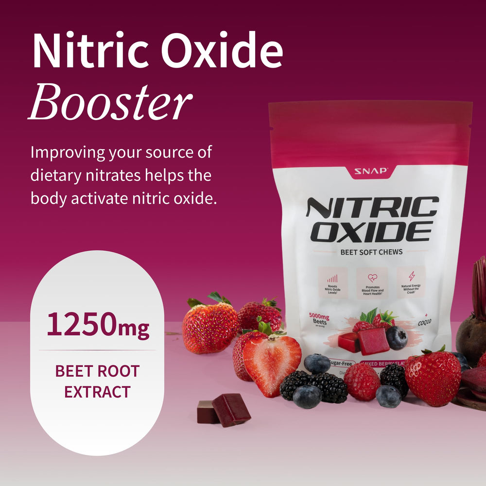 Close-up of mixed berry nitric oxide beet chews