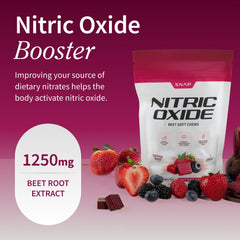 Close-up of mixed berry nitric oxide beet chews