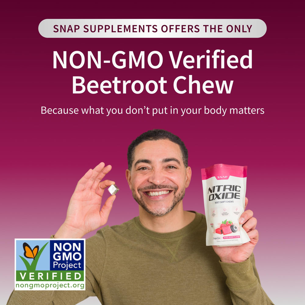 Athlete taking a beet chew after workout