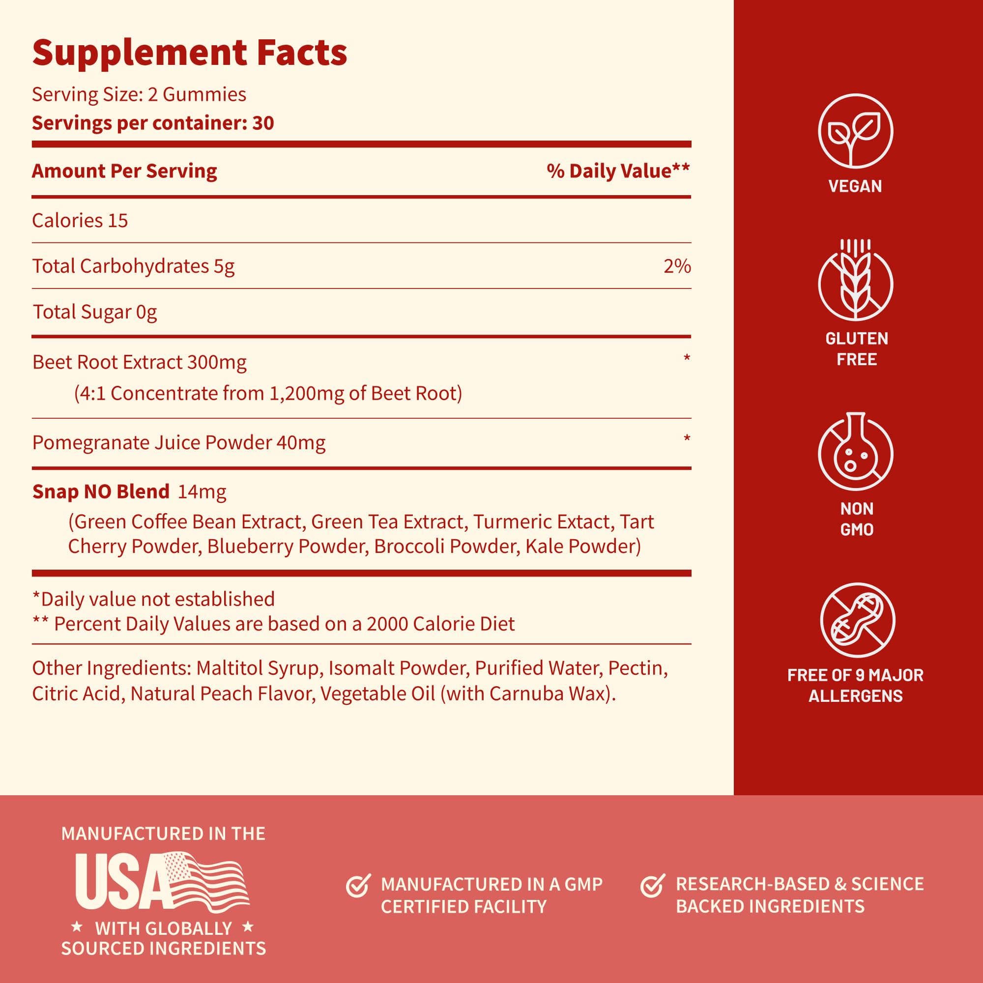 Nutrition facts panel close-up on packaging