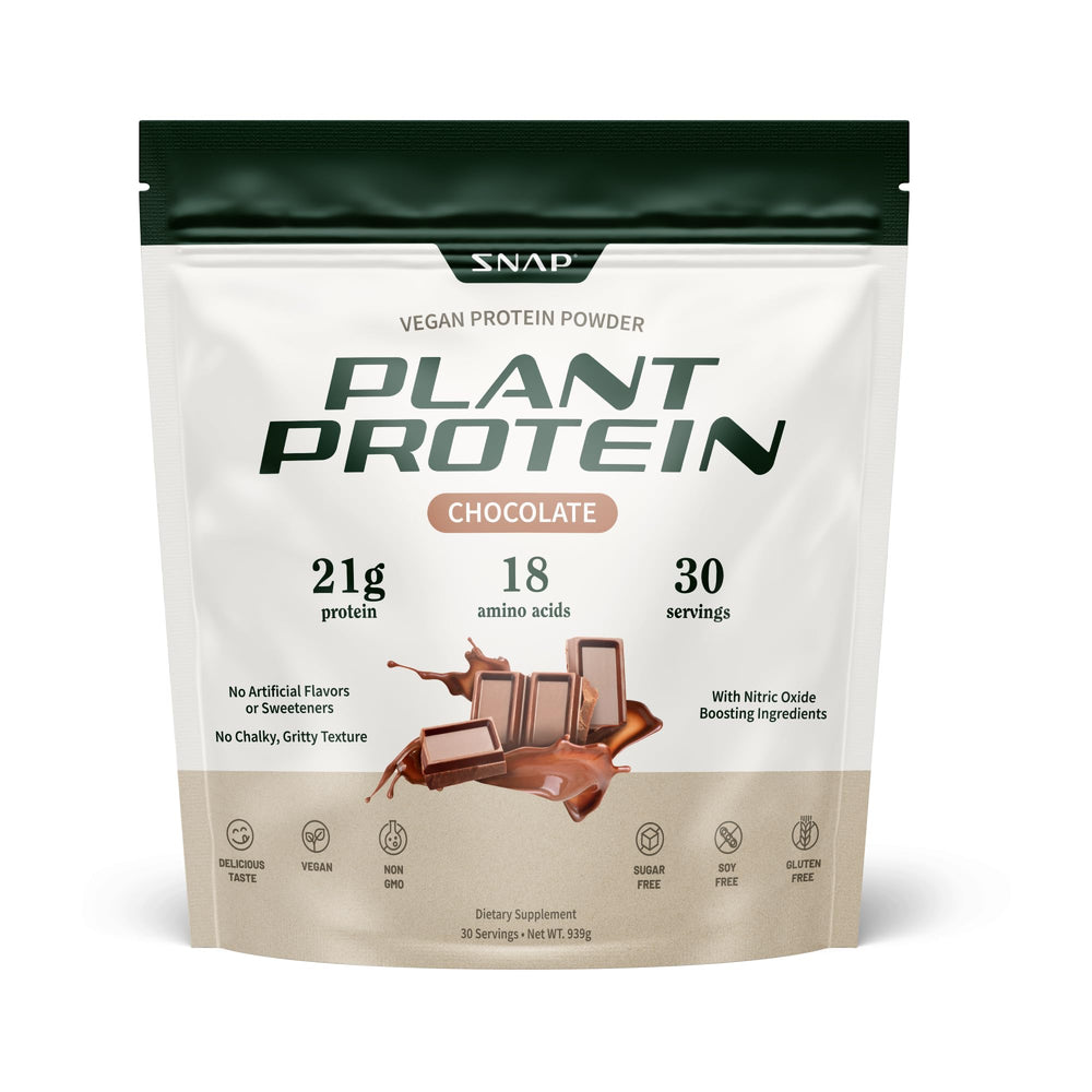 Snap Supplements Organic Plant-Based Vegan Protein Powder chocolate front view