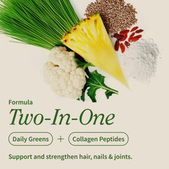 Blend of organic turmeric, wheatgrass and spirulina in greens mix