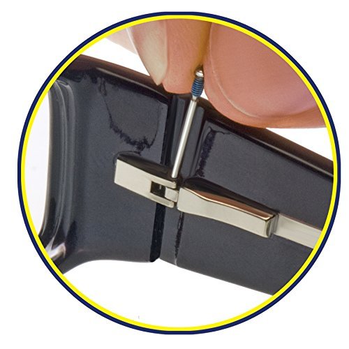 Eyewear hinge being repaired with Snapit screws