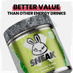 Nutrition facts panel for SNEAK Sour Apple energy powder