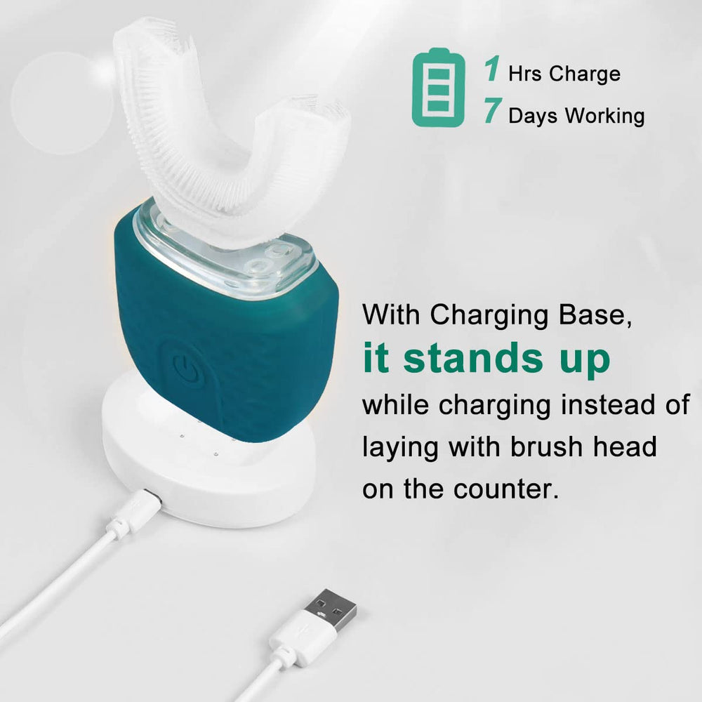 Close-up of soft silicone bristles on Snefe Green toothbrush