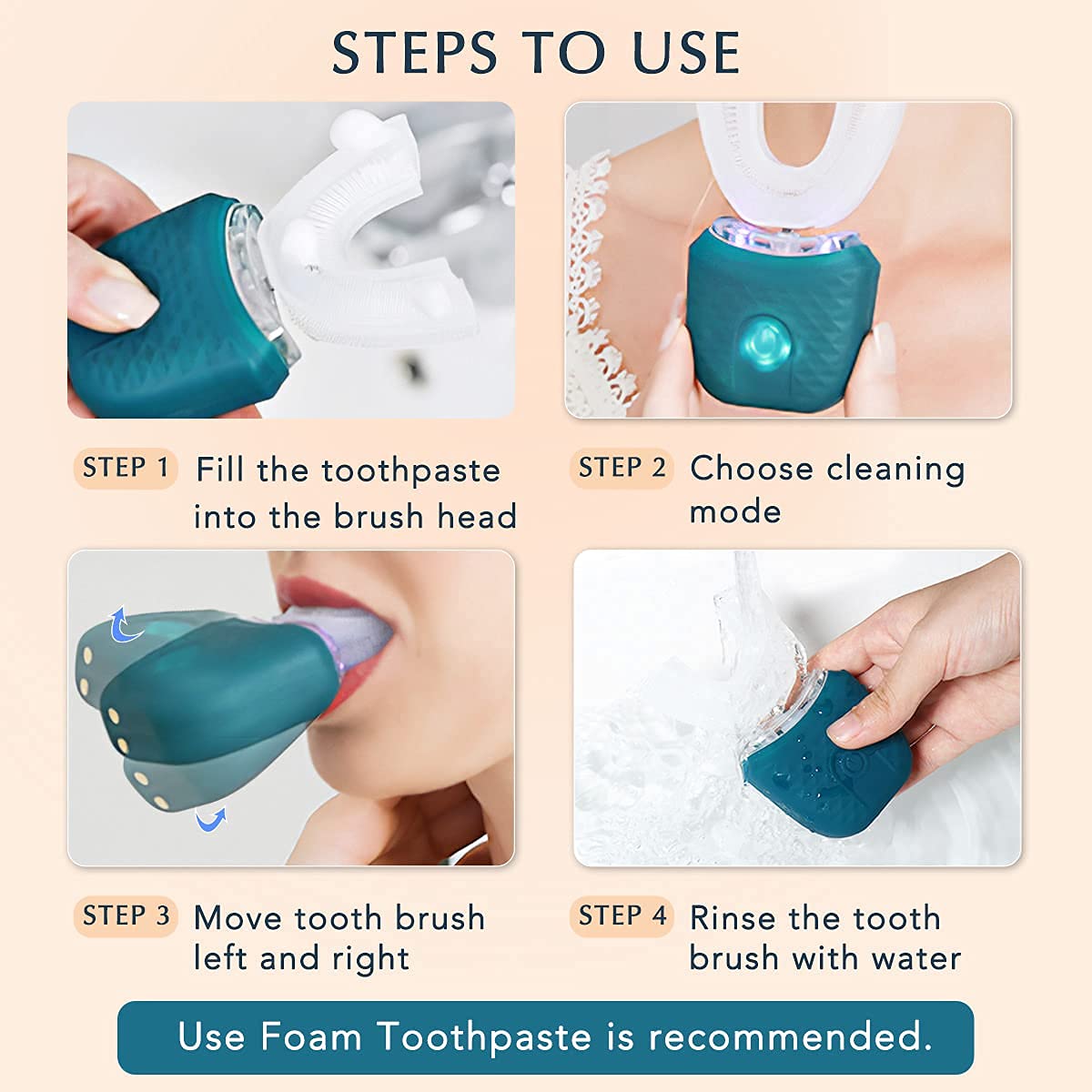 Snefe Ultrasonic Electric Toothbrush Green with packaging and manual
