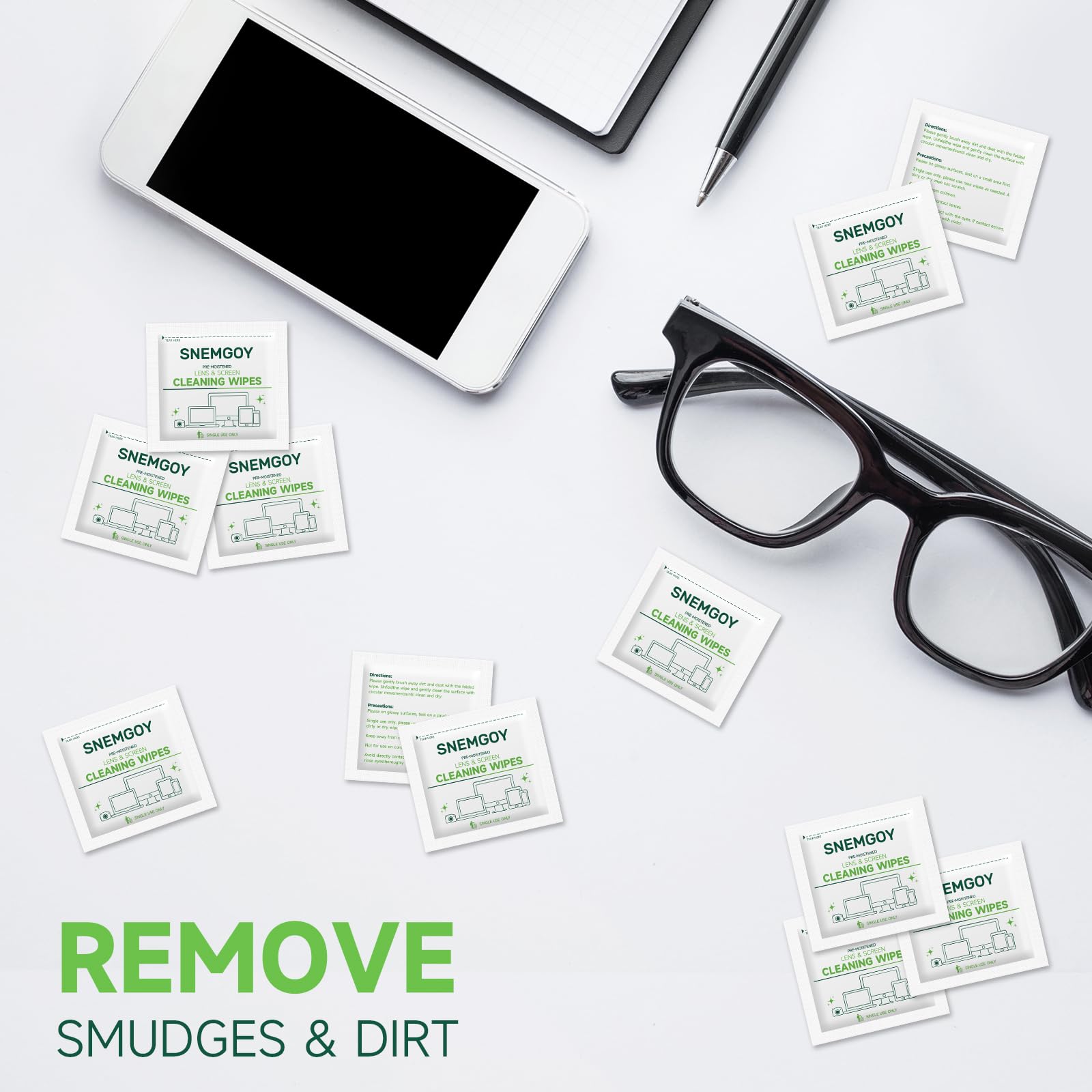 Individually wrapped pre-moistened SNEMGOY wipes