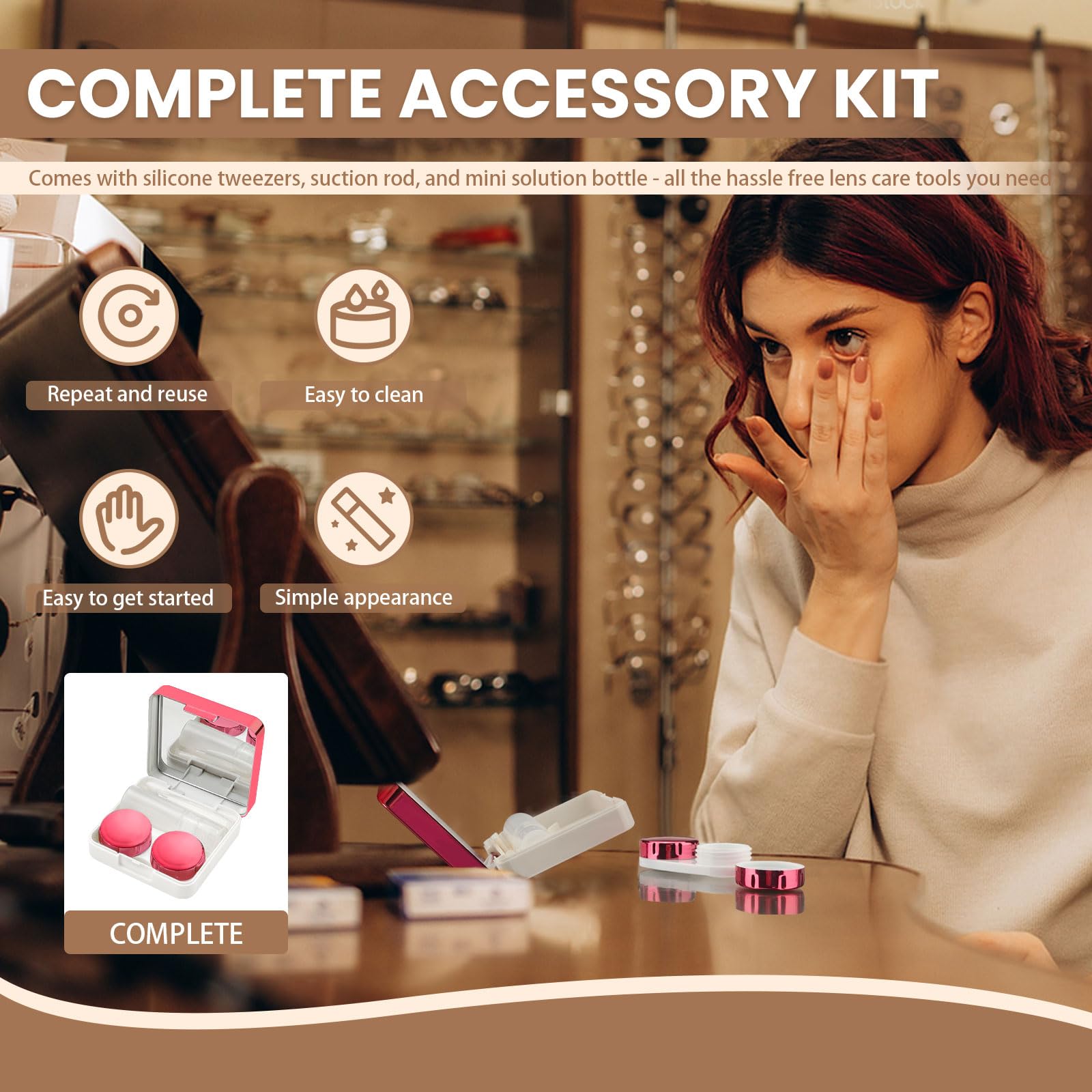 Solution bottle included with travel contact lens case