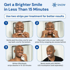 Whitening strip being applied to teeth