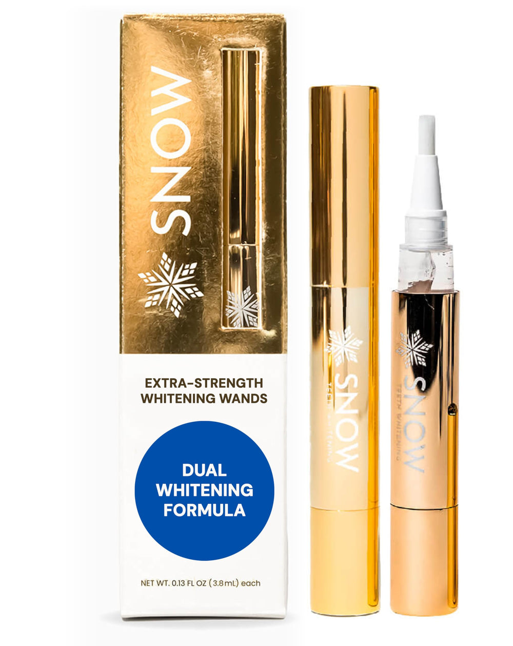 Snow Extra-Strength Teeth Whitening Serum bottle beside LED activation device