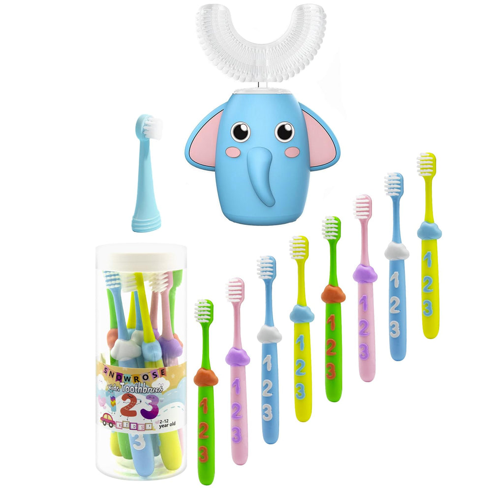 SNOWROSE 8-pack kids toothbrushes set with soft bristles