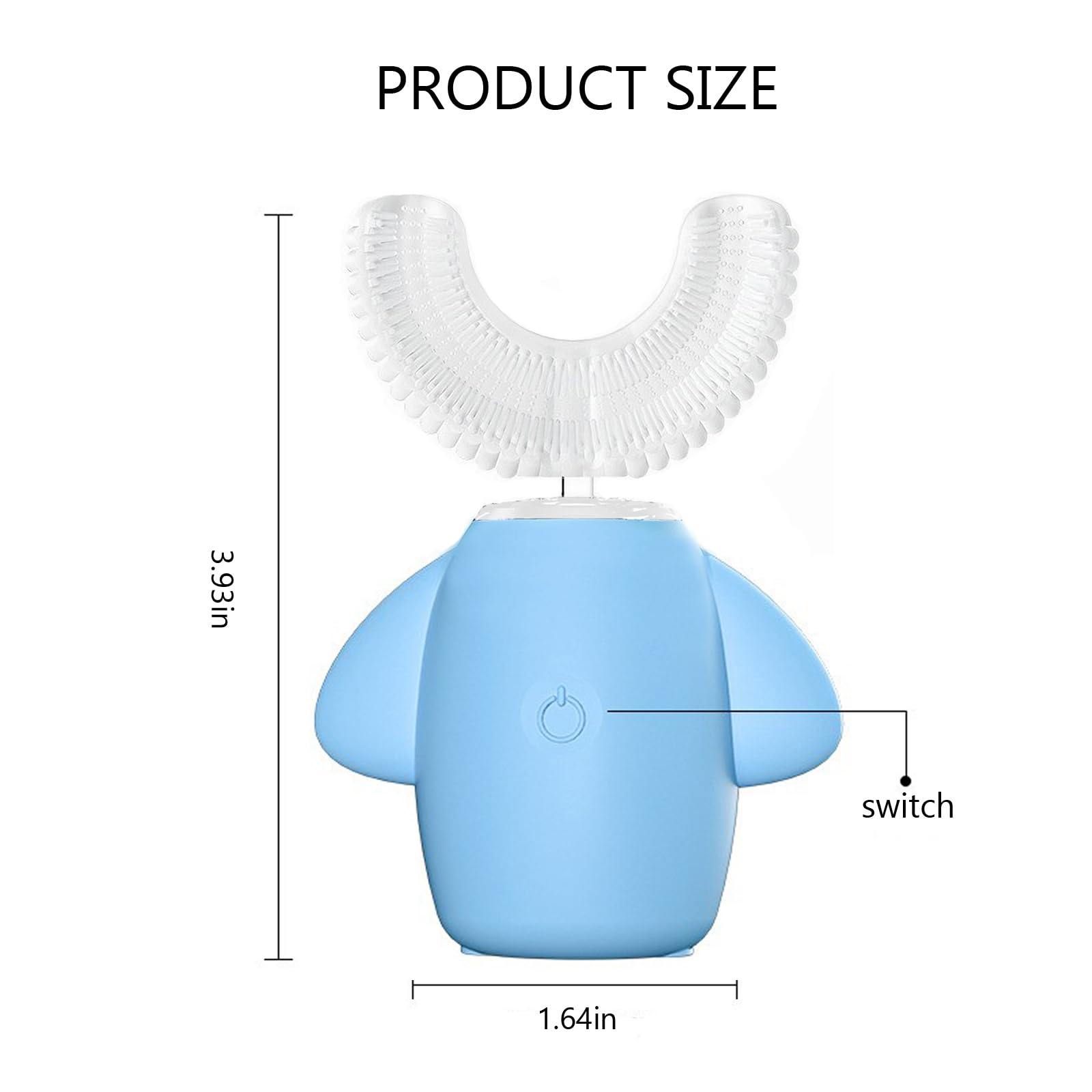 Front view of SNOWROSE kids toothbrush in blue