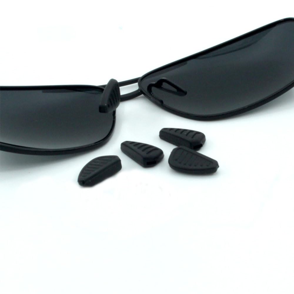 Push-in installation of silicone nose pad on sunglasses
