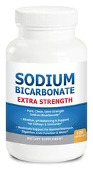 Front view of organic extra strength sodium bicarbonate capsules bottle