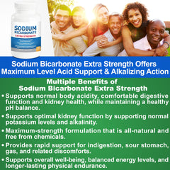 Close-up of sodium bicarbonate capsules extra strength 1300mg