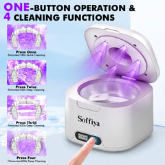 Device displays four cleaning time options: 180s, 300s, 420s, 600s