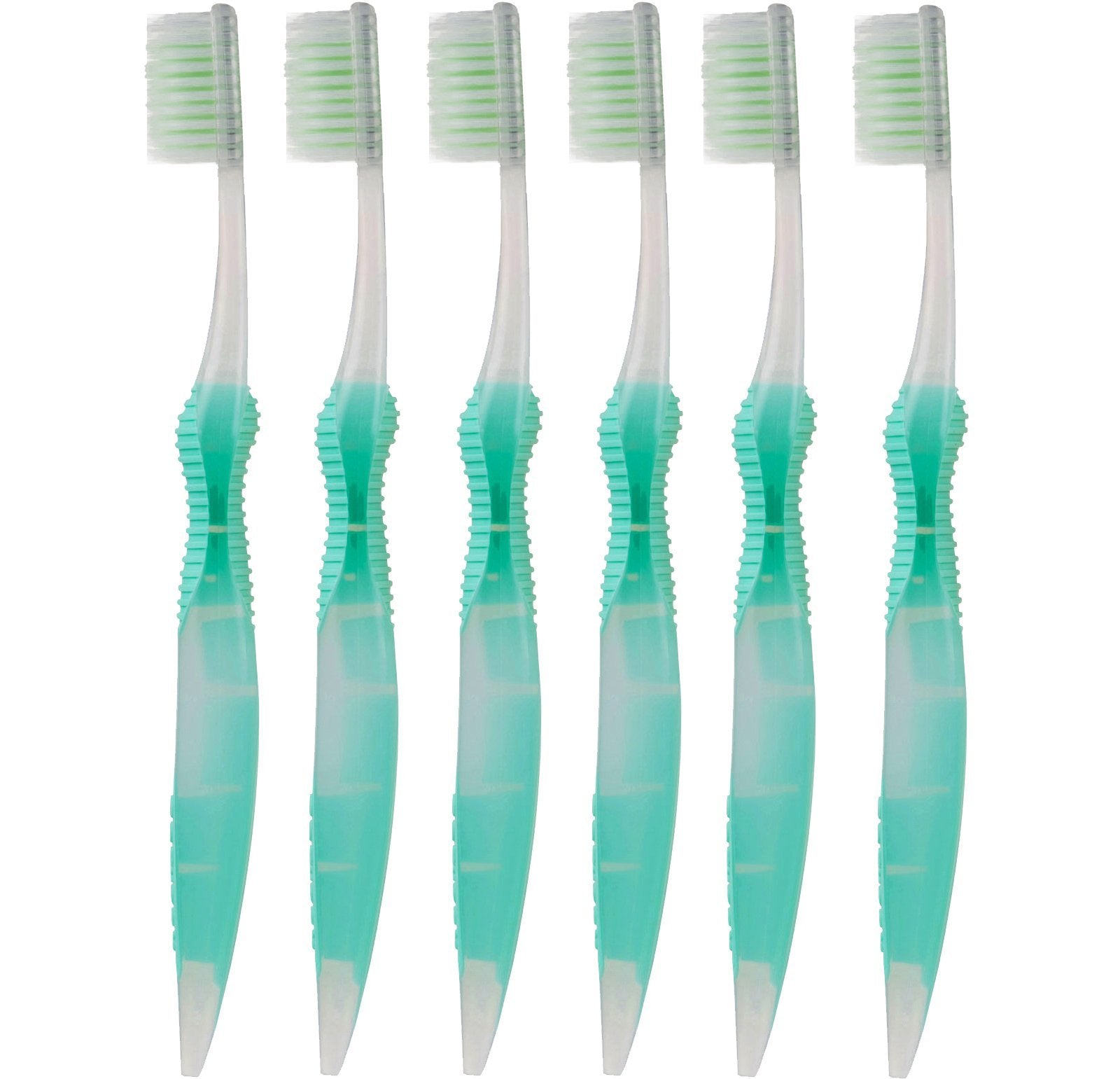 Sofresh Flossing Toothbrush 6-pack teal color, adult size, front view