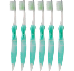 Sofresh Flossing Toothbrush 6-pack teal color, adult size, front view